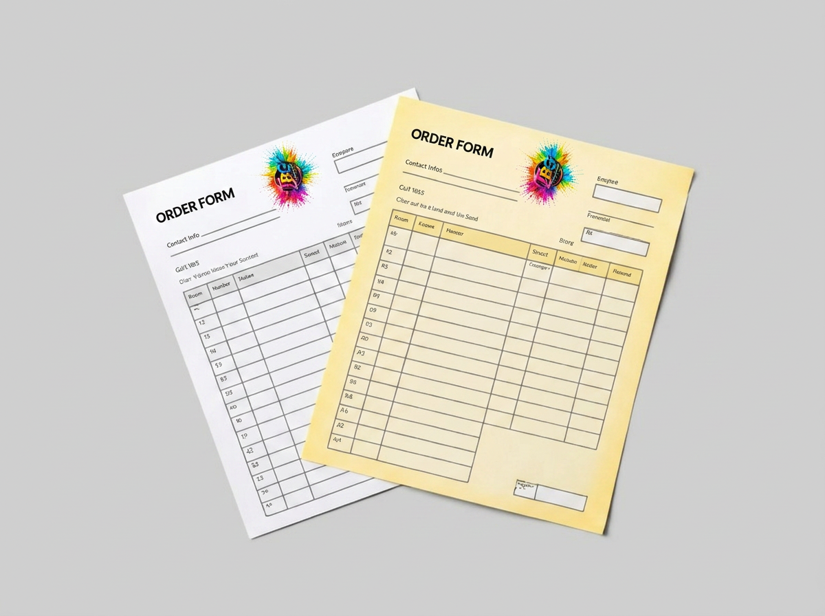 Two-part carbonless order form set