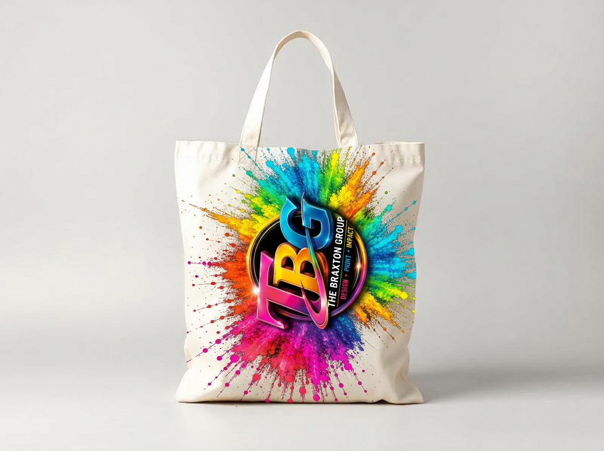 Canvas tote bag with printed logo